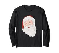 Retro Santa Face Vintage Christmas Illustration Long Sleeve T-Shirt