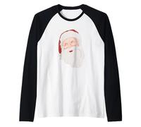 Retro Santa Face Vintage Christmas Illustration Raglan Baseball Tee