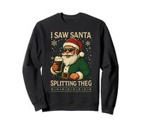 Retro Santa I Saw Santa Split The G Drinking Ugly Christmas Sweatshirt