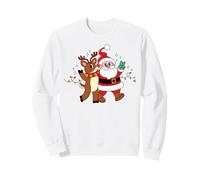 Retro Santa & Reindeer Walking Together Fun Holiday Favorite Sweatshirt