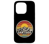 Retro Santiago Chile Mountain Sunset Vintage Badge Case for iPhone 15 Pro
