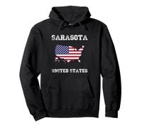 Retro Sarasota United States Distressed United States Flag Pullover Hoodie