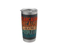 Retro Sarcasm Because Beating People Up is Illegal Vintage Stainless Steel Insulated Tumbler