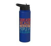 Retro Sarcasm Because Beating People Up is Illegal Vintage Stainless Steel Insulated Water Bottle
