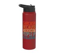 Retro Sarcasm Because Beating People Up is Illegal Vintage Stainless Steel Insulated Water Bottle