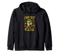 Retro Sarcastic Saying Fun Fact I Don't Care Funny Floral Zip Hoodie