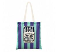 Retro Sardine-Patterned Striped Canvas Tote Bag Large Capacity Cute And Reusable Bags Weekend Travel Bag For Everyday Summer Shopping, And Birthday Present For Women Girl/Best Friend (C)