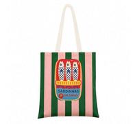 Retro Sardine-Patterned Striped Canvas Tote Bag Large Capacity Cute And Reusable Bags Weekend Travel Bag For Everyday Summer Shopping, And Birthday Present For Women Girl/Best Friend (A)