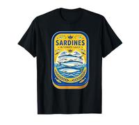 Retro Sardines Tin Label Illustration Vintage Seafood T-Shirt
