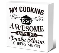 Retro Satire and Irony for Funny Kitchen Wood Block Signs,My Cooking Is So Awesome Wooden Box Sign for Home Shelf Kitchen Tabletop Decor,Dinning room Kitchen Sign Decor 5x5 Inch