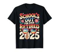 Retro School Out Forever Retirement 2025 Retired Teacher T-Shirt