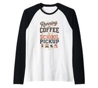 Retro School Pickup Coffee Mom Morning Humor Vibe Raglan Baseball Tee