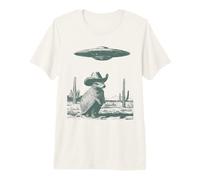 Retro Sci-Fi Desert Creature UFO Sighting Broad-Brim Hat Premium T-Shirt