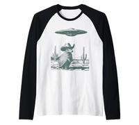 Retro Sci-Fi Desert Creature UFO Sighting Broad-Brim Hat Raglan Baseball Tee