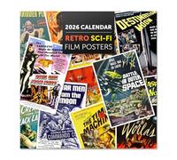 Retro Sci-Fi Wall Calendar 2026 12" x 12" FSC® Plastic Free - Starts Week On Sunday | Family Planner Vintage Calendar 2026
