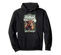 Retro Scotland is Calling and I Must Go Funny Highland Cow Pullover Hoodie