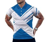 Retro Scottish Flag Men's Golf Polo-Shirt Summer Short Sleeve T-Shirt Quick Dry Muscle Tees 2XL