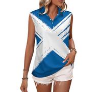 Retro Scottish Flag Women Golf Shirt Polo Tank Top Tennis Sleeveless T-Shirt Collared Vest 4XL