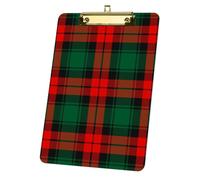 Retro Scottish Red Green Plaid Print Clipboard, Acrylic Decorative Legal Size Clip Board 9"× 12. 5" with Low Profile Metal Clip, Clipboards A4 for School Offoce Lady Men Women Nurses