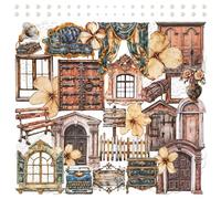 Retro Scrapbook Stickers Set - 4 Packs Thick Paperboard Stickers with Antique Clock, Sewing Machine, Rustic Fence, Vintage Ephemera for Journal, Planner, Craft, Collage & Card Making (Cyrus)