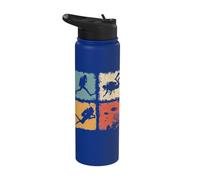 Retro Scuba Diving Dive Compilation Diver Man Woman Kid Stainless Steel Insulated Water Bottle
