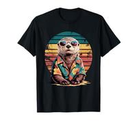 Retro Sea Otter Sunglasses Hawaiian Beach Summer Vacation T-Shirt