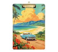 Retro Seaside Scenery Film clipboard Transparent for Teacher Nursing Size 9 x 12