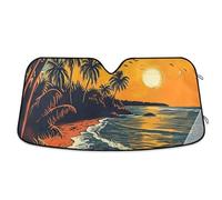Retro Seaside Sunset Windshield Sun Shade Cover Foldable Reflective Sun Vehicles car Sun Shade tapa sol para Autos