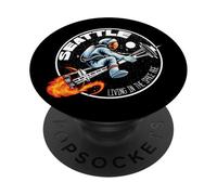 Retro Seattle Astronaut Riding Space Needle Rocket Souvenir PopSockets Adhesive PopGrip
