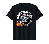 Retro Seattle Astronaut Riding Space Needle Rocket Souvenir T-Shirt
