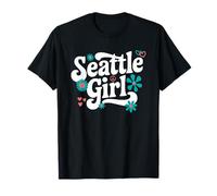Retro Seattle Girl Flowers SEA Throwback City T-Shirt