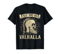 Retro See You in Valhalla Nordic Norse Viking Warrior Skull T-Shirt
