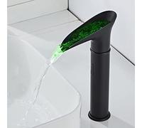 Retro Sensor Mixer Tap - Hot & Cold Waterfall Bathroom Faucet with Color Chan Touchless Design Black Ancient h t for Modern Baths & Sin