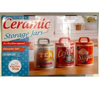Retro Set 0f 3 Classic 50's/60's Style Tea, Coffee & Sugar Canisters /Jars by Vintage Home