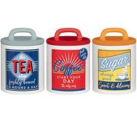 Retro Set 0f 3 Classic 50's Style Tea, Coffee & Sugar Ceramic Jars