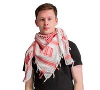 Retro Seventy2 Adult Shemagh Scarves Mens Arab Scarf Cotton Winter Womens Wrap Palestinian Desert Keffiyeh (Red/White)
