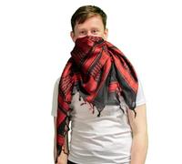 Retro Seventy2 Adult Shemagh Scarves Mens Arab Scarf Cotton Winter Womens Wrap Palestinian Desert Keffiyeh (Black/Red)