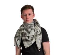 Retro Seventy2 Adult Shemagh Scarves Mens Arab Scarf Cotton Winter Womens Wrap Palestinian Desert Keffiyeh (White/Black)