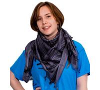 Retro Seventy2 Ladies Pure Cotton Shemagh Scarves Womens Winter Wrap Unisex Arab Scarf Keffiyeh Shawl (Grey/Black)