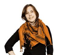 Retro Seventy2 Ladies Pure Cotton Shemagh Scarves Womens Winter Wrap Unisex Arab Scarf Keffiyeh Shawl (Orange/Black)