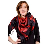 Retro Seventy2 Ladies Pure Cotton Shemagh Scarves Womens Winter Wrap Unisex Arab Scarf Keffiyeh Shawl (Black/Red)