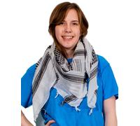 Retro Seventy2 Ladies Pure Cotton Shemagh Scarves Womens Winter Wrap Unisex Arab Scarf Keffiyeh Shawl (White/Black)