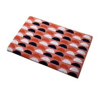 Retro Shapes Coir Doormat 60x40cm Pink Half Circles Patterned PVC Back Home Entrance Mat