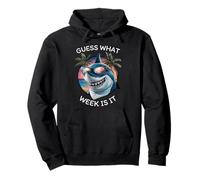 Retro Shark 2025 Week Guess What Week Is It Fun Shark Lover Pullover Hoodie