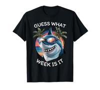 Retro Shark 2025 Week Guess What Week Is It Fun Shark Lover T-Shirt