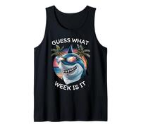 Retro Shark 2025 Week Guess What Week is It Fun Shark Lover Tank Top