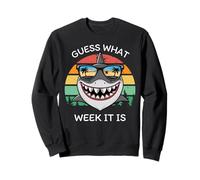Retro Shark 2025 Week Guess What Week It Is Shark Lover Crew Sweatshirt