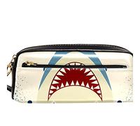 Retro Shark Jaws Pencil Case Large Capacity Pencil Pouch Holder Box Organizer Pen Bag for School Teen Boys Girls Men Women