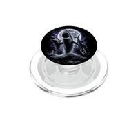 Retro Sharks Howling Under Full Moon Space Night Y2K 90s PopSockets PopGrip for MagSafe