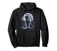 Retro Sharks Howling Under Full Moon Space Night Y2K 90s Pullover Hoodie